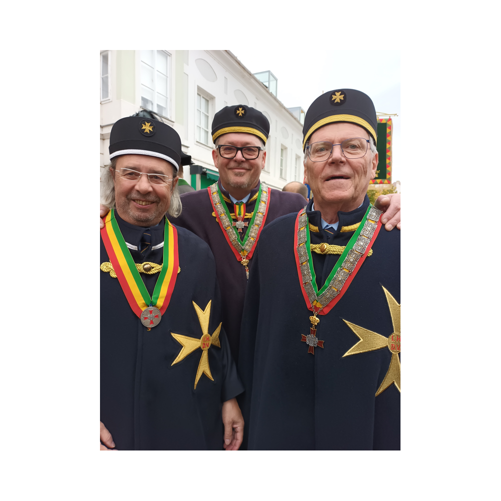 Stiftungsfest 2022 in Eisenstadt, Nobilitierung von Heinrich Zichtl und Alfred Jarema zum Eques, Festzug, Kirche und Ausklang