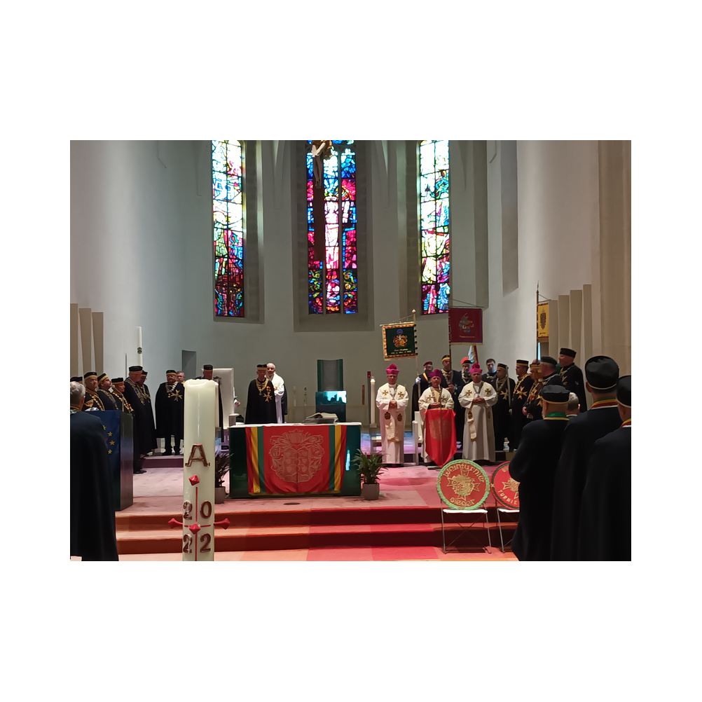 Stiftungsfest 2022 in Eisenstadt, Nobilitierung von Heinrich Zichtl und Alfred Jarema zum Eques, Festzug, Kirche und Ausklang