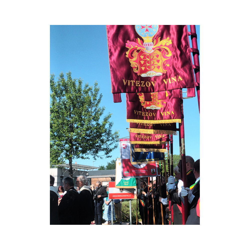 Consulatsfest Steiermanr an der Grenze zu Radkersburg, Agappe, Festzug, Kirche und Festrede bei der Einweihung des Friedensdekmals Galus Pacis