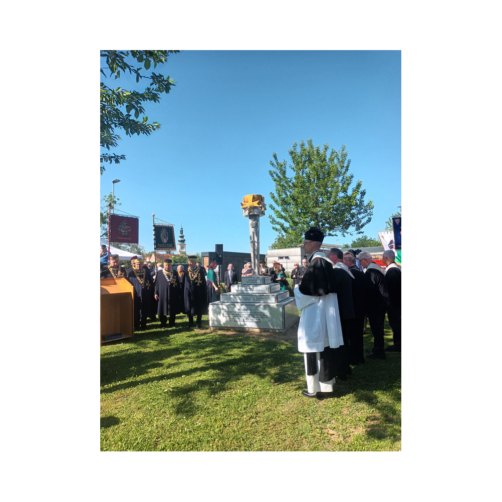 Consulatsfest Steiermanr an der Grenze zu Radkersburg, Agappe, Festzug, Kirche und Festrede bei der Einweihung des Friedensdekmals Galus Pacis