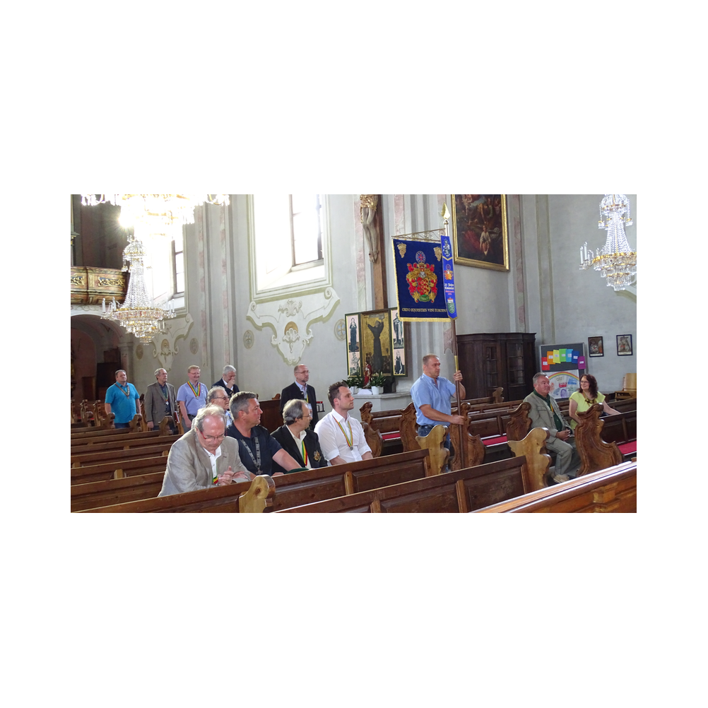 Marschallschulung beim Legat Patria Lipizzanae Styriae, Vor und in der Kirche und im Pfarrsaal