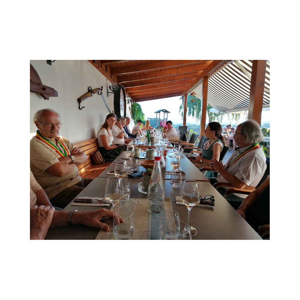 Tafelrunde Legat Patria Lipizzanae Styriae, Mostschenke Mausser, Gäste sowei Speisen und Getränke, Ausklang