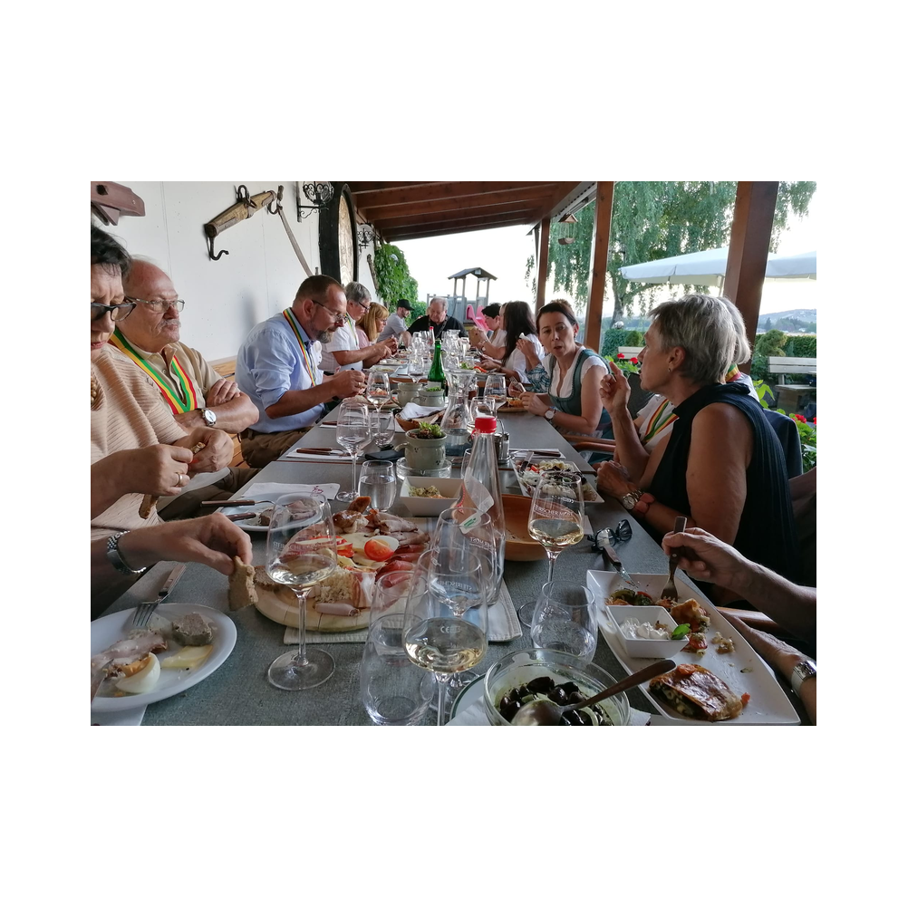 Tafelrunde Legat Patria Lipizzanae Styriae, Mostschenke Mausser, Gäste sowei Speisen und Getränke, Ausklang