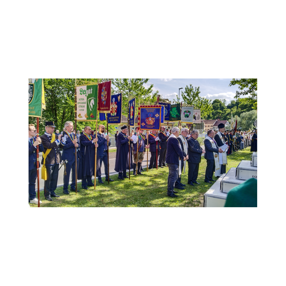 Consulatsfest Steiermanr an der Grenze zu Radkersburg, Agappe, Festzug, Kirche und Festrede bei der Einweihung des Friedensdekmals Galus Pacis